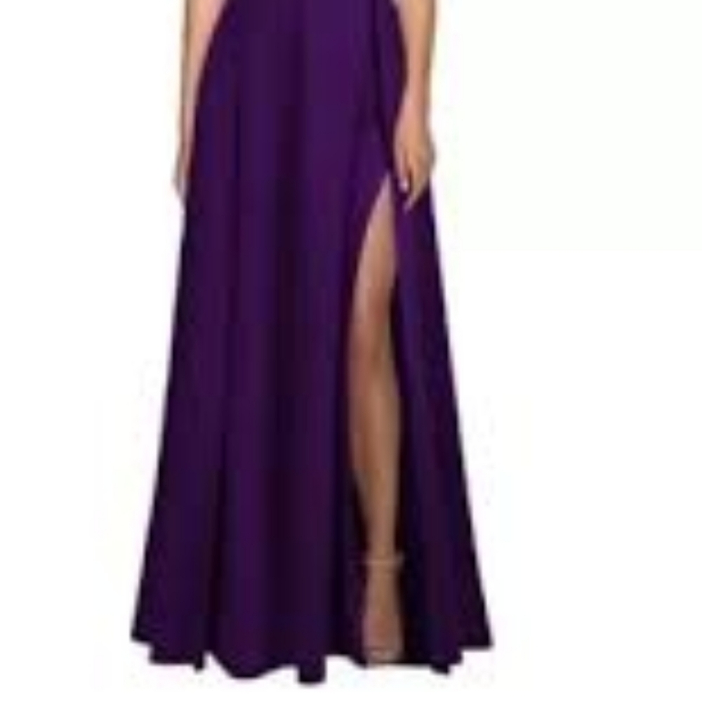 MUSHARE Women's Long Halter Purple Formal Dress
